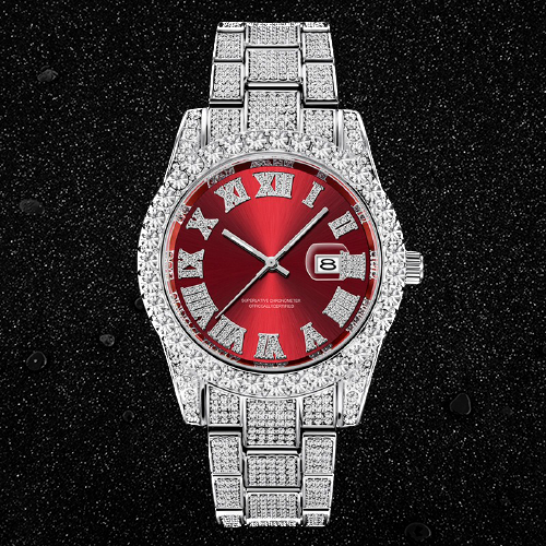 Relogio-Holly-Ice-Cravejado-Prata-com-Vermelho