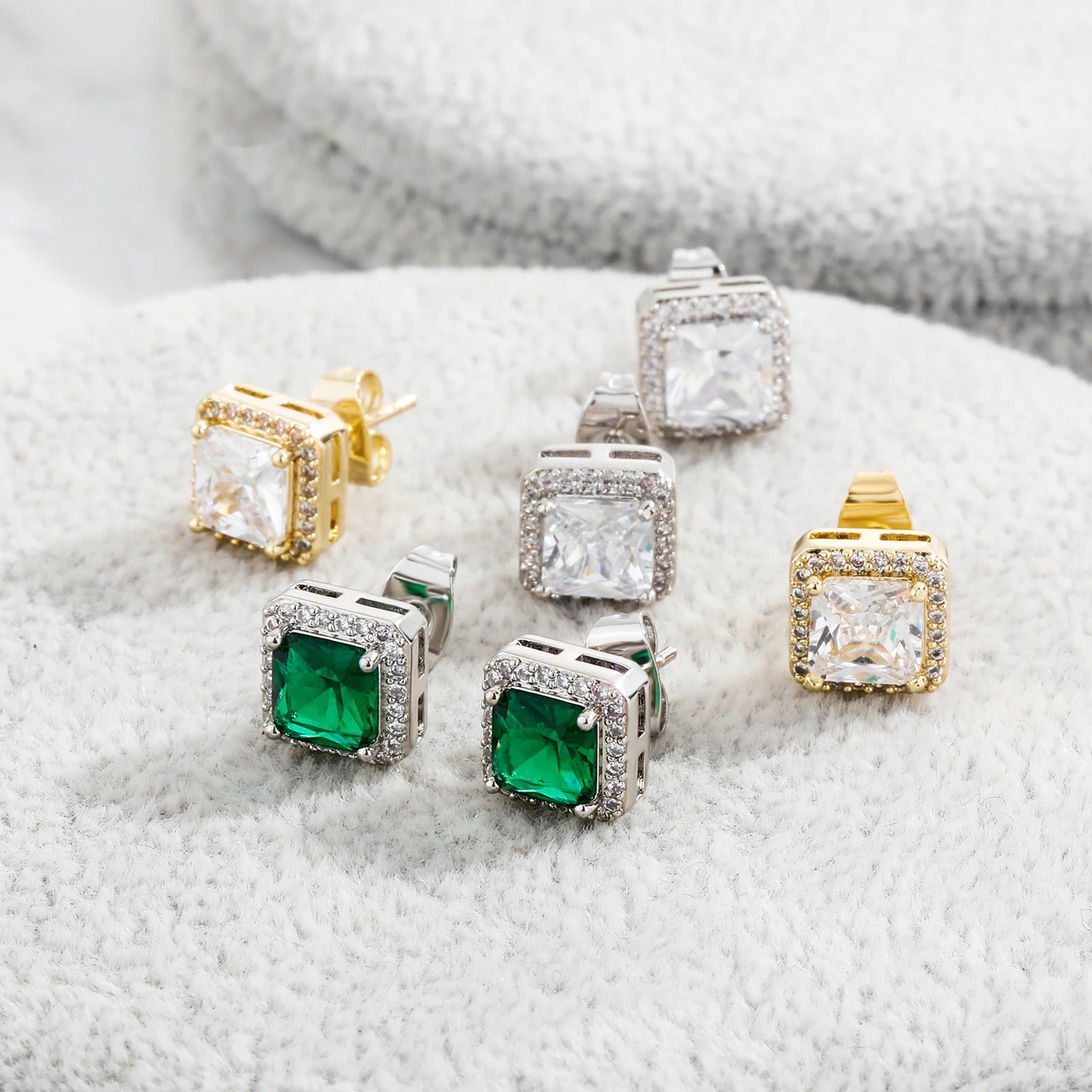 Brinco Masculino Quadrado (Ice Cravejado) 9mm