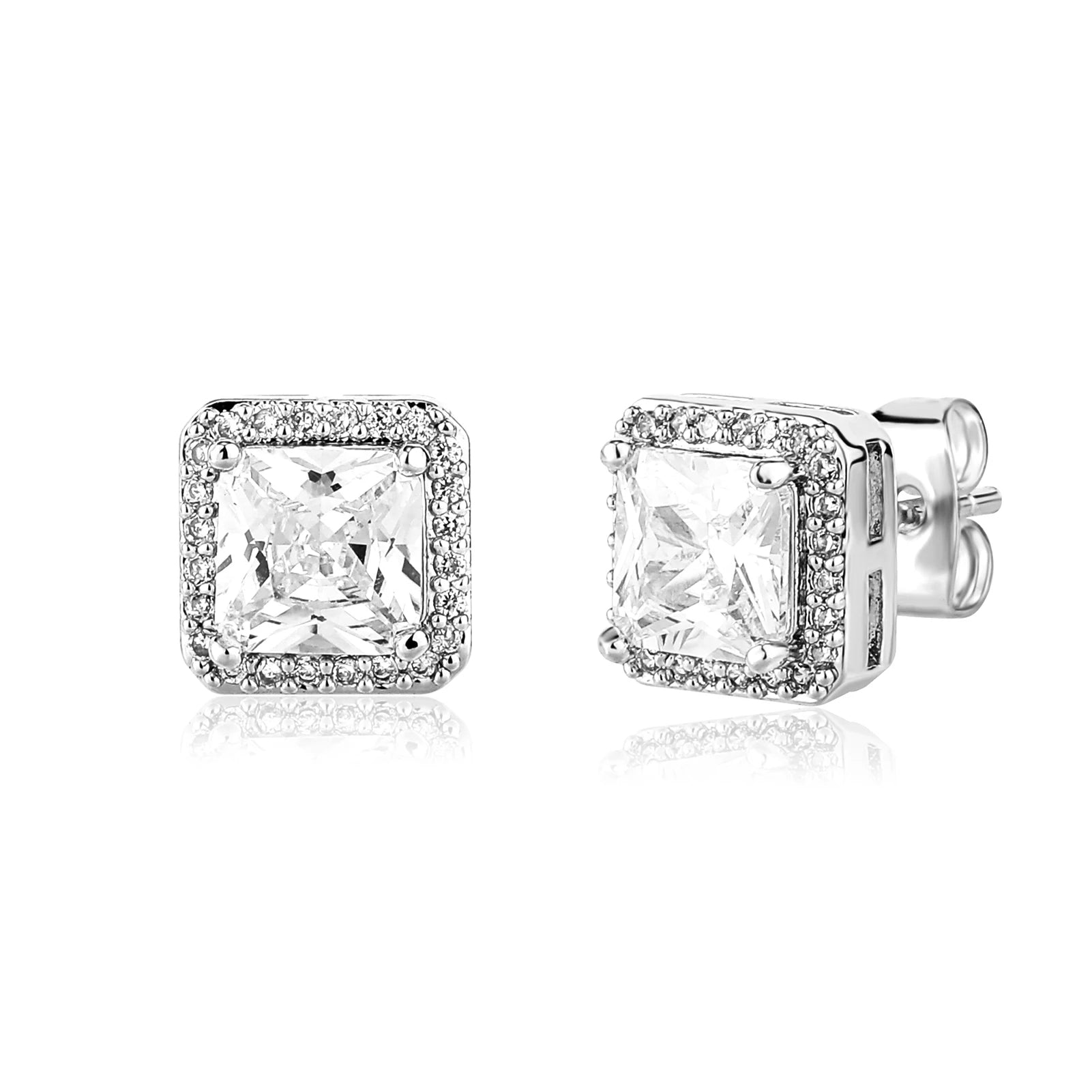 Brinco Masculino Quadrado (Ice Cravejado) 9mm