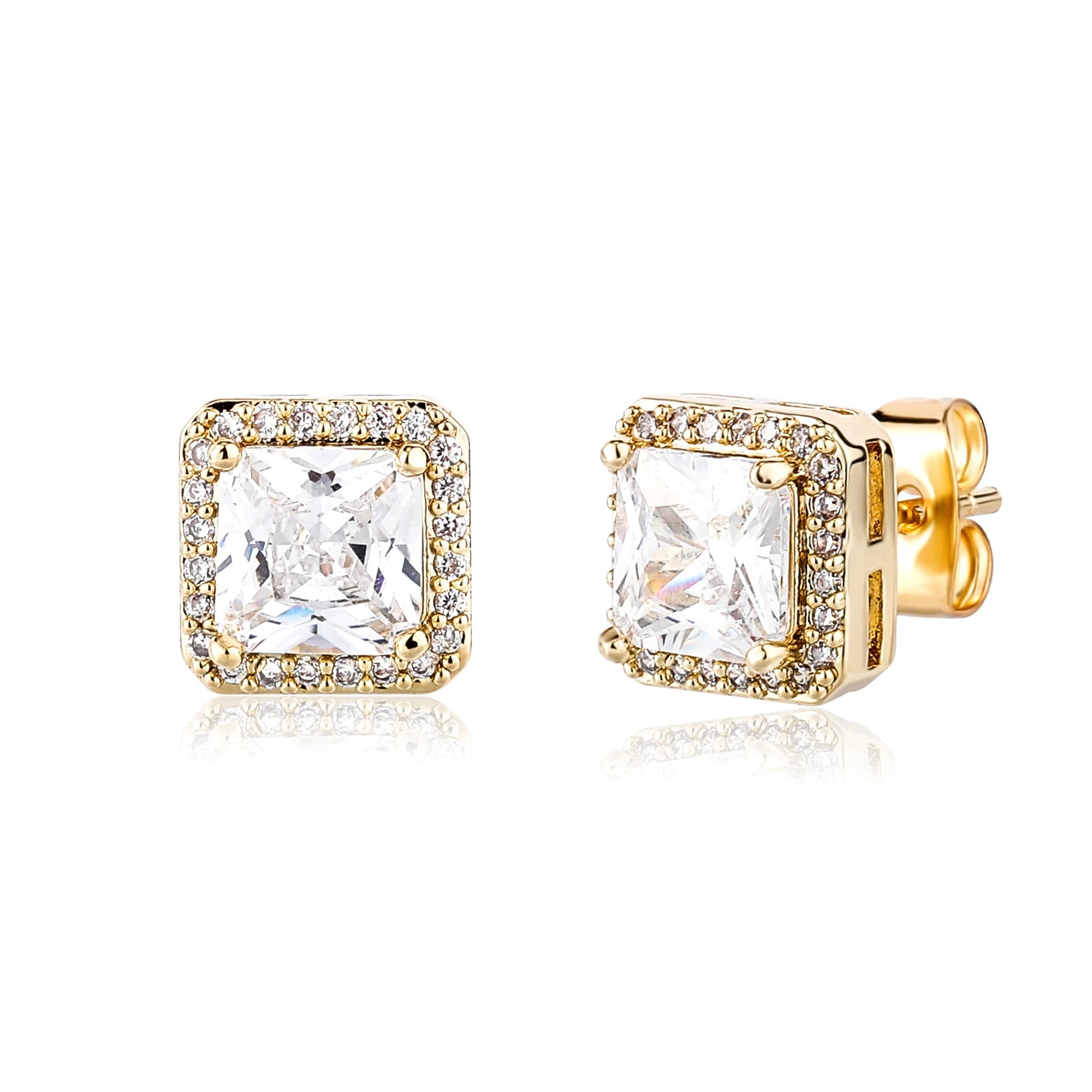 Brinco Masculino Quadrado (Ice Cravejado) 9mm