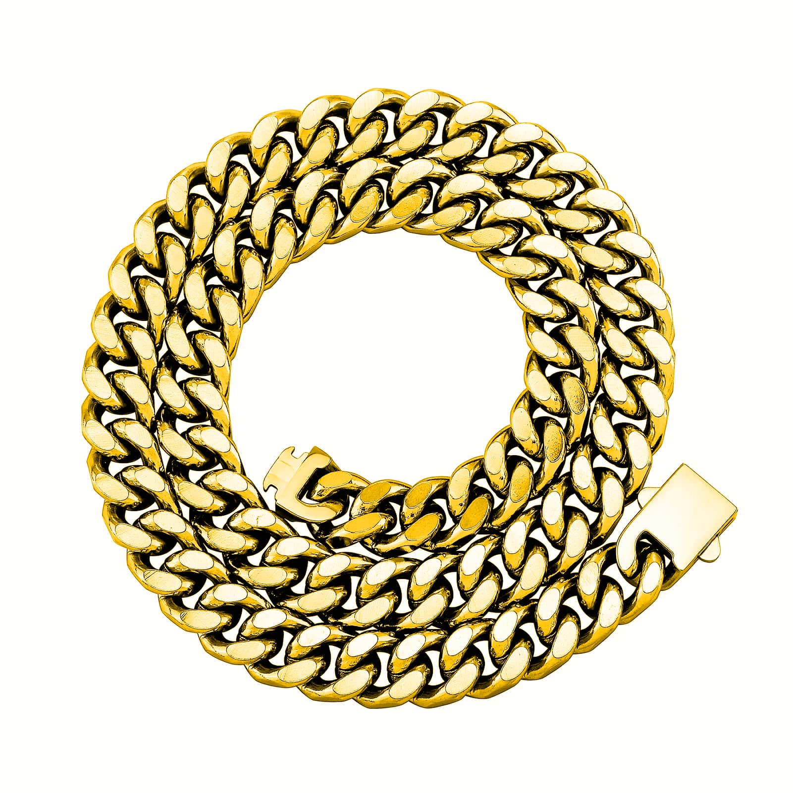 Corrente Cuban 12mm Dourada em Aço Inoxidável