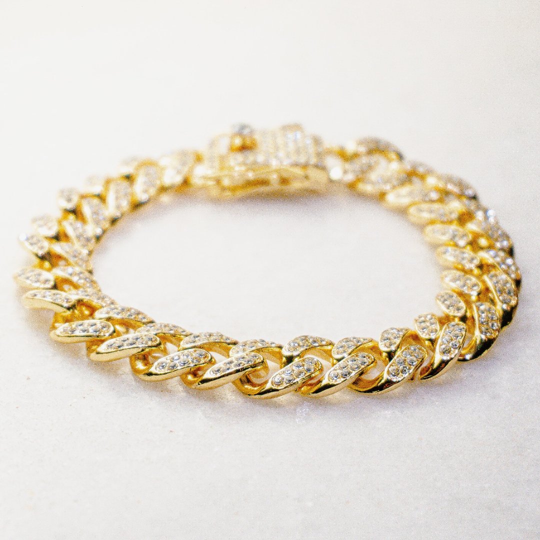 Pulseira Cuban (Ice Cravejada) 13mm