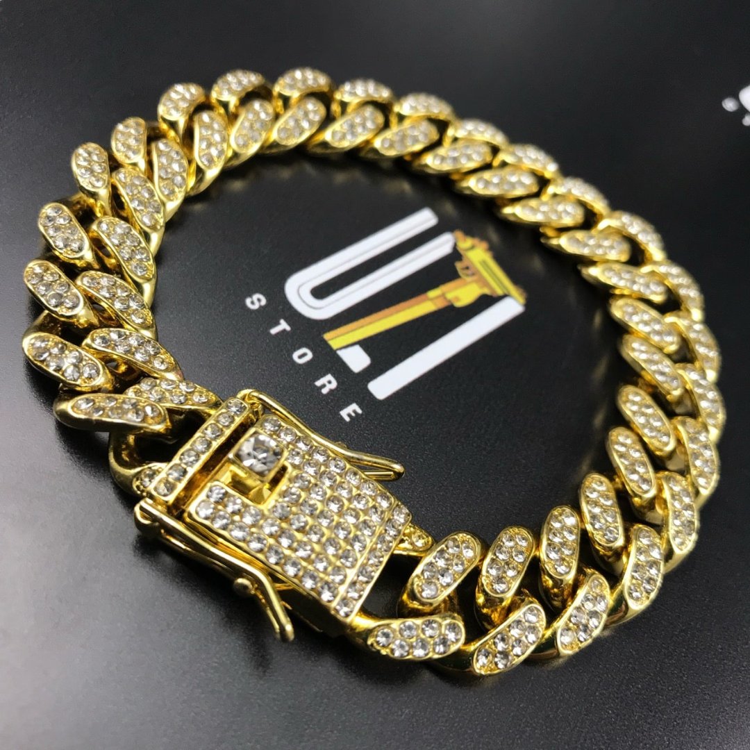 Pulseira Cuban (Ice Cravejada) 13mm