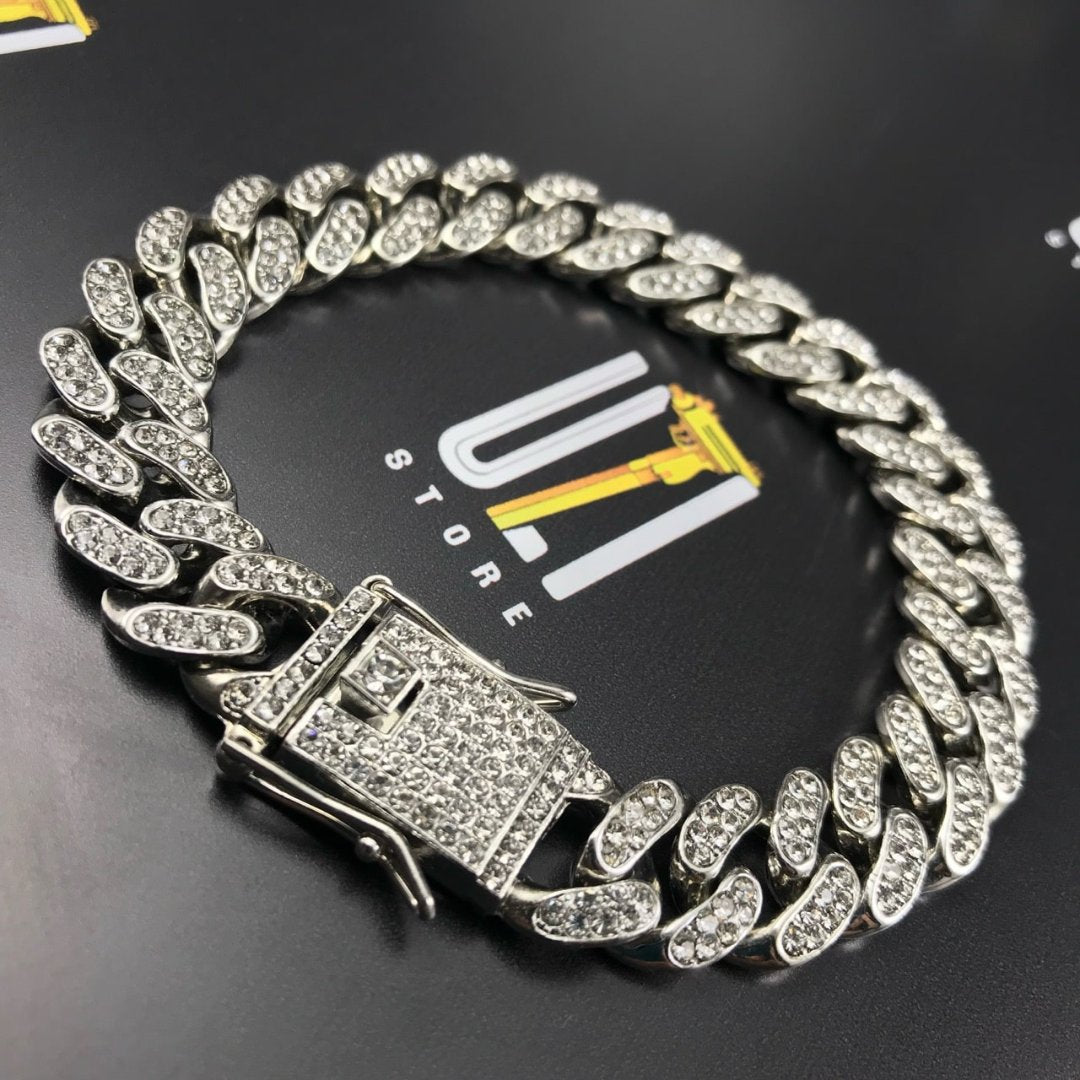 Pulseira Cuban (Ice Cravejada) 13mm