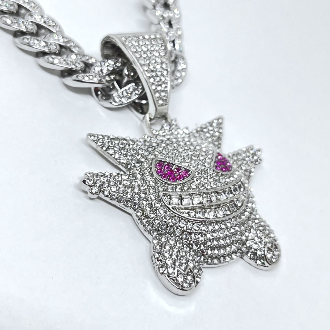 Corrente Cuban 13mm + Pingente Gengar (Ice Cravejados)