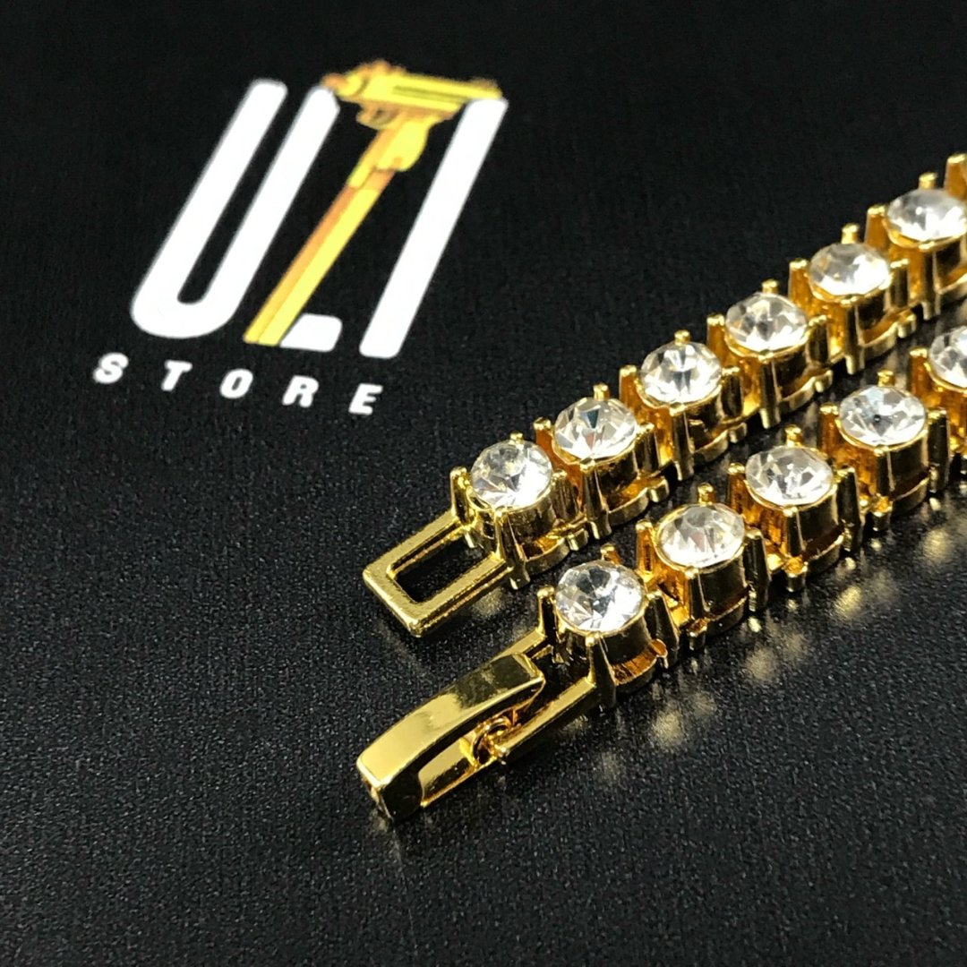 Kit Riviera Dourado (Corrente + Pulseira) Ice Cravejado
