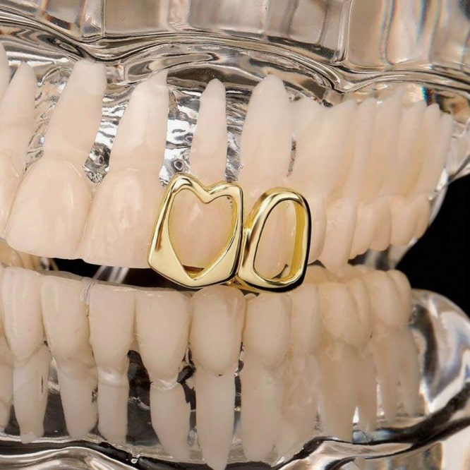 Grillz Heart para 2 dentes (Acompanha massa modeladora)