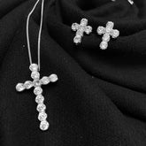 Kit Cruz - 3 Peças (Pingente + Corrente + Par de Brincos)