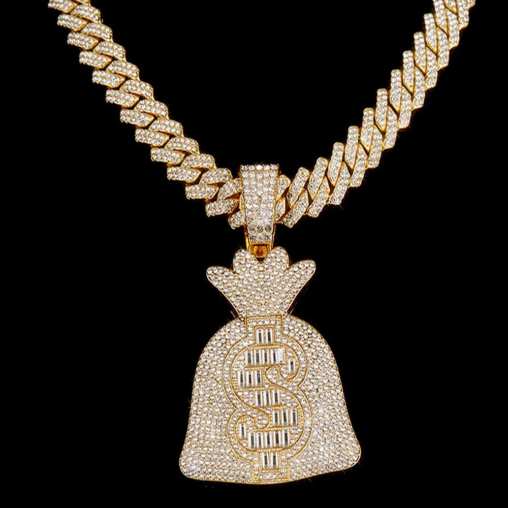 Pingente Money Bag Prata (Ice Cravejado)