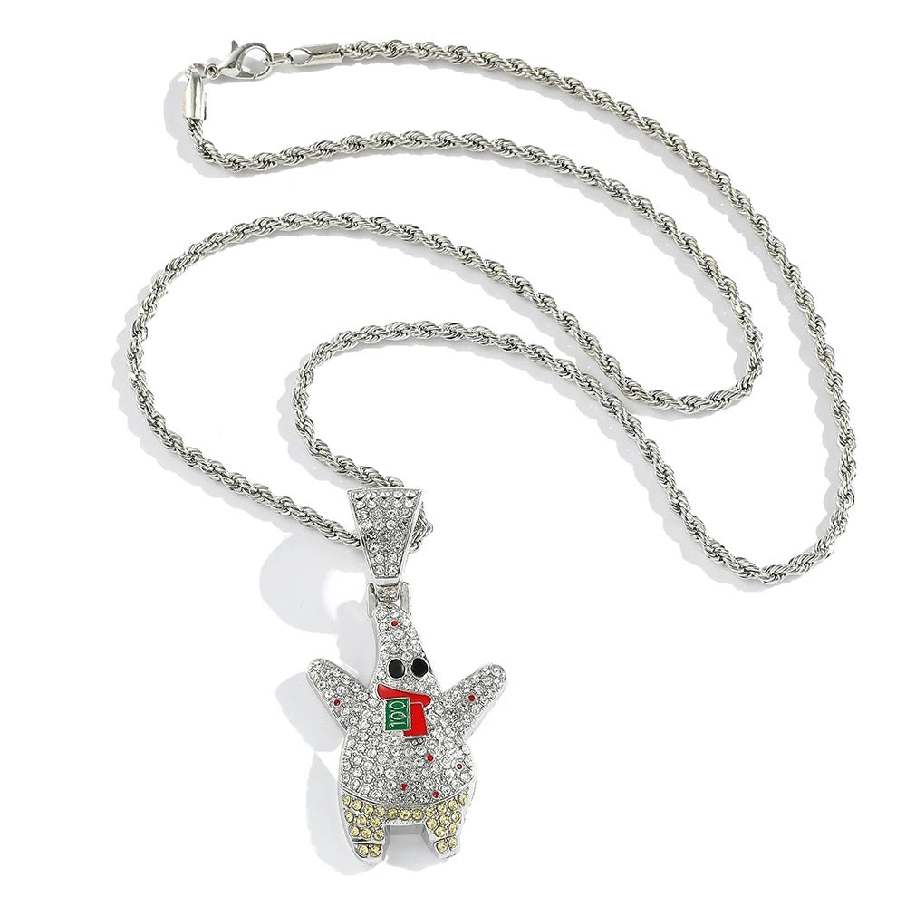 Pingente Patrick do Bob Esponja Ice Cravejado (+ Presente: Corrente)