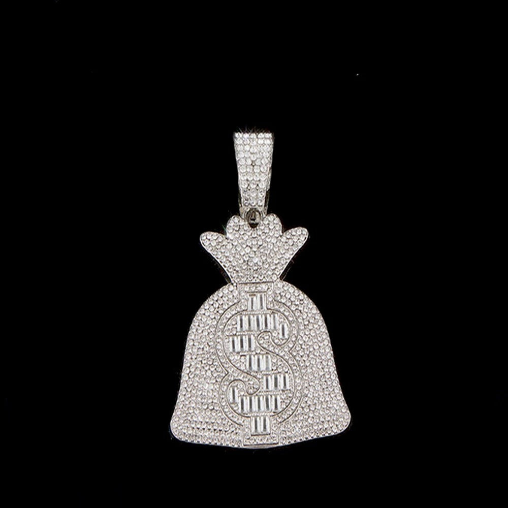 Pingente Money Bag Prata (Ice Cravejado)