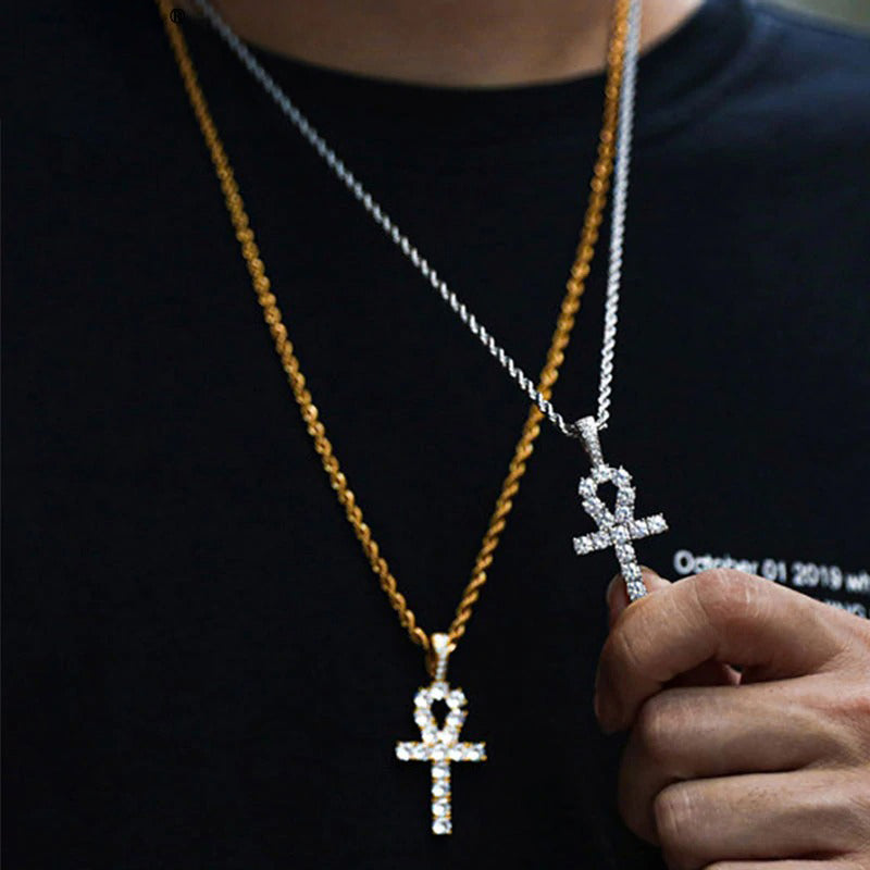 pingente-corrente-cordao-colar-cruz-ankh-egipcia-ice-cravejado-ouro-prata