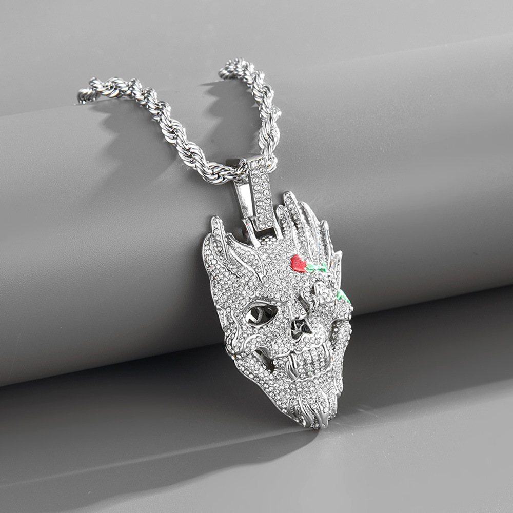Pingente Iced Skull Cravejado (+ Presente: Corrente)