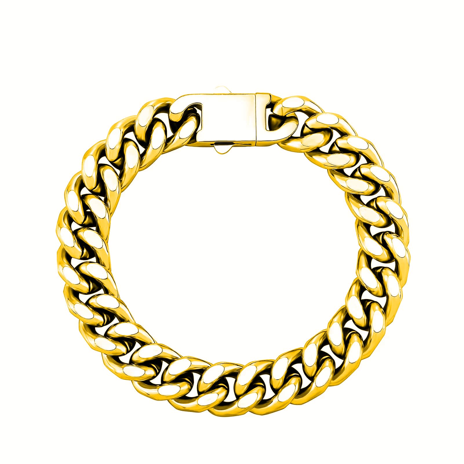Pulseira Cuban 12mm Dourada em Aço Inoxidável