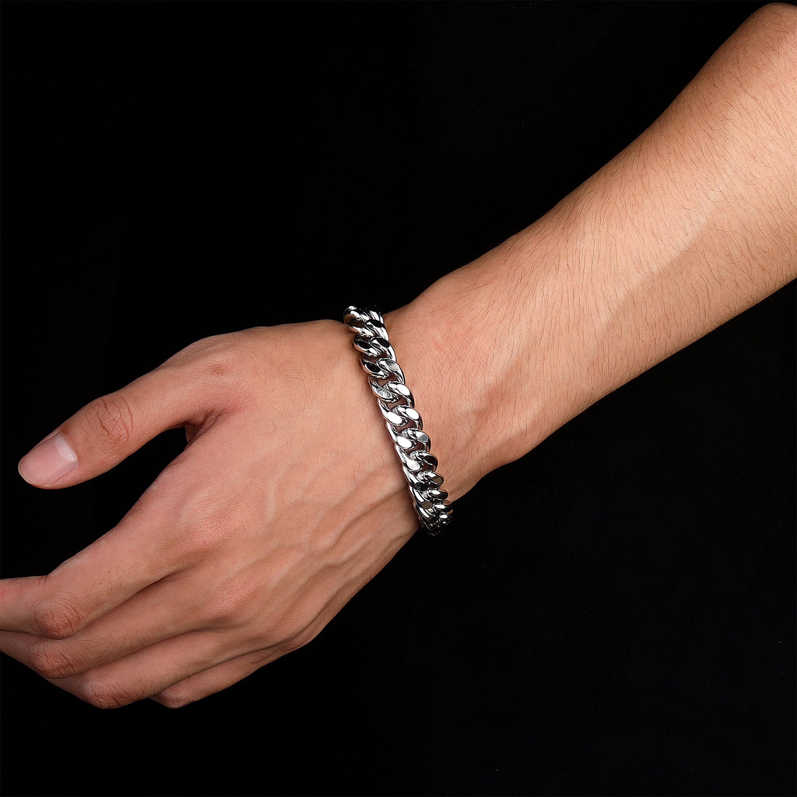 Pulseira Cuban 12mm em Aço Inoxidável