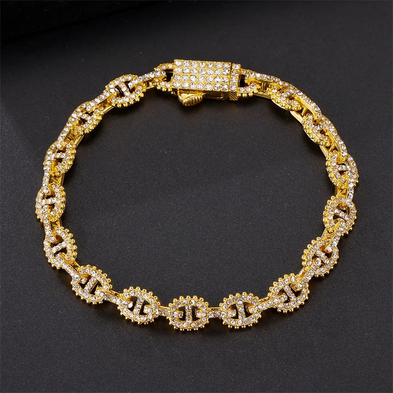 Pulseira Cuban Link (Ice Cravejada) 8mm