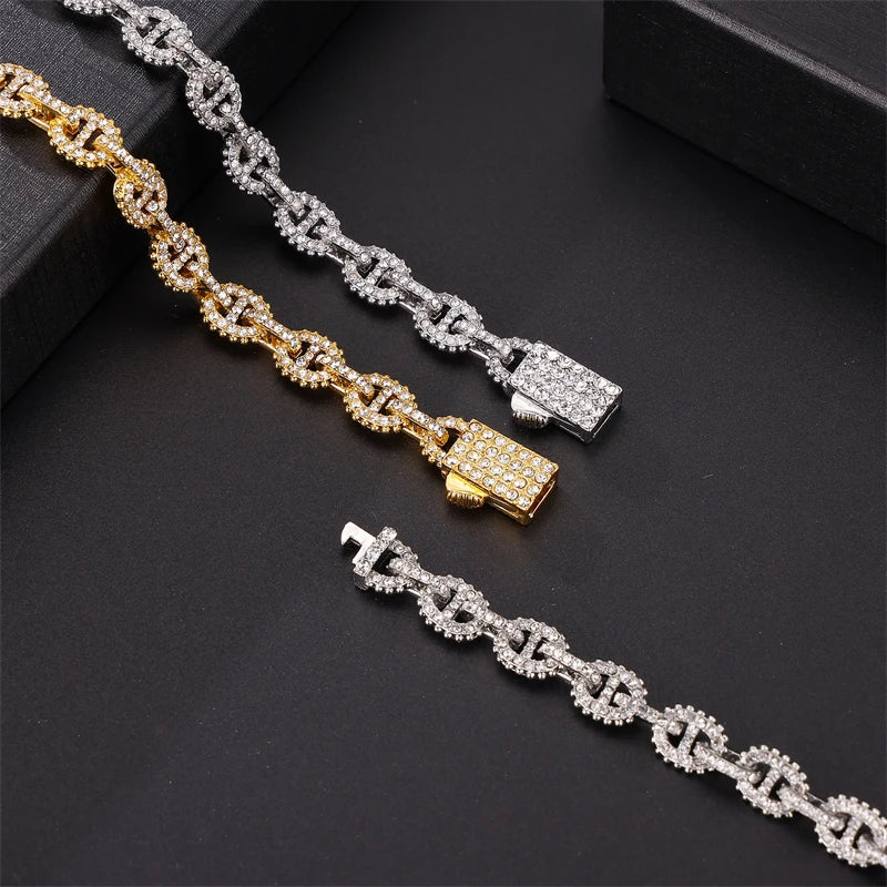 Pulseira Cuban Link (Ice Cravejada) 8mm