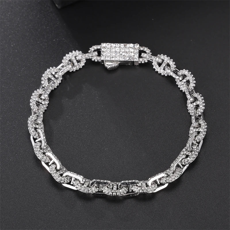 Pulseira Cuban Link (Ice Cravejada) 8mm