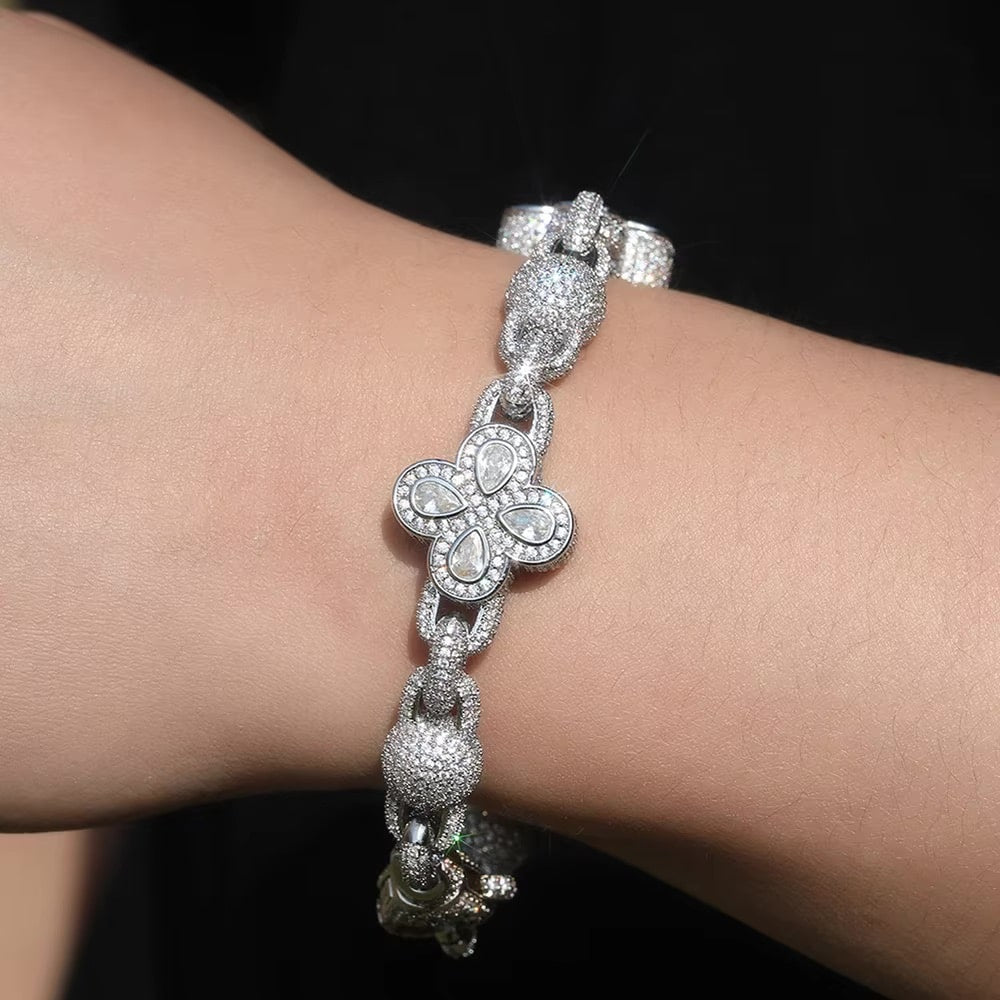 Pulseira Elo Trevo (Ice Cravejada) Premium