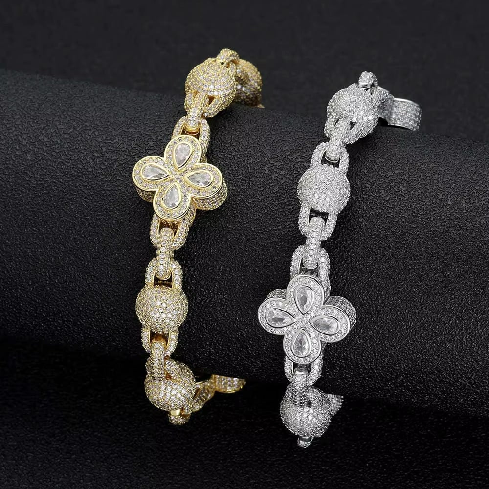 Pulseira Elo Trevo (Ice Cravejada) Premium