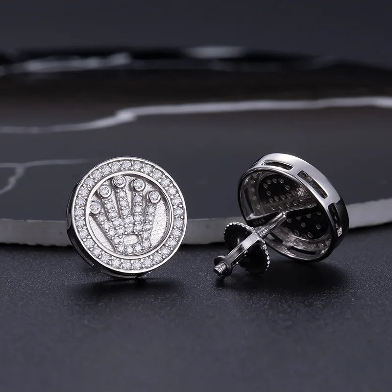 Brinco Masculino King Redondo Ice Cravejado (O Par)