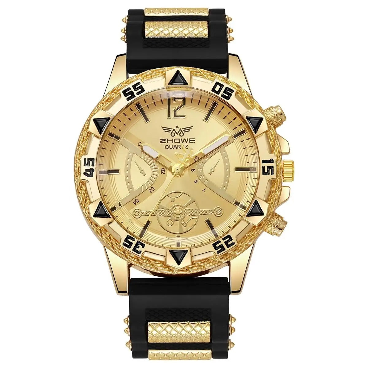Relógio Masculino Dourado com Pulseira de Borracha