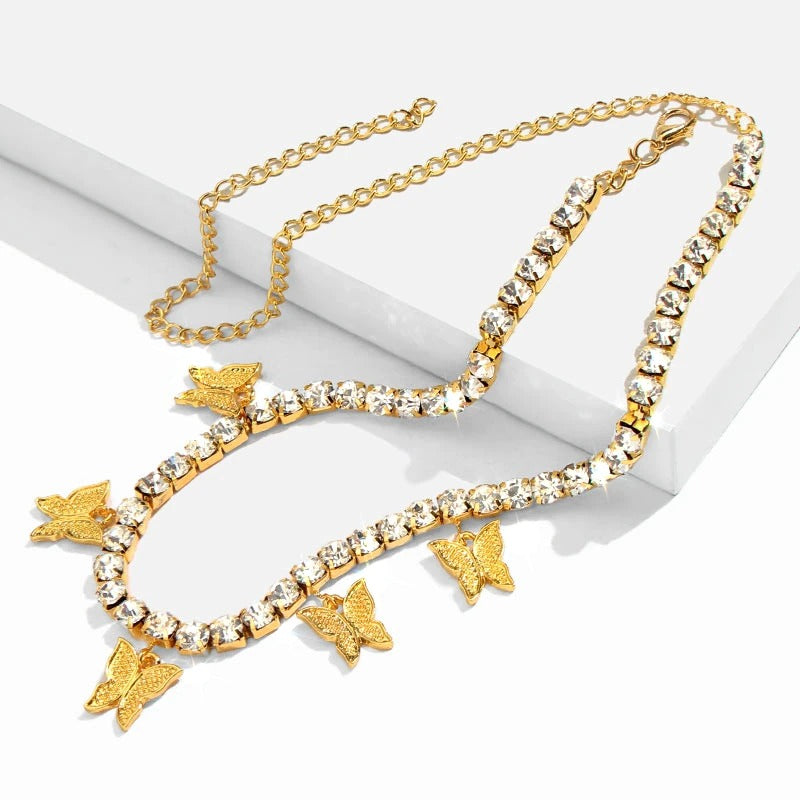 Colar-cordao-Borboleta-Corrente-Riviera-dourada-ouro