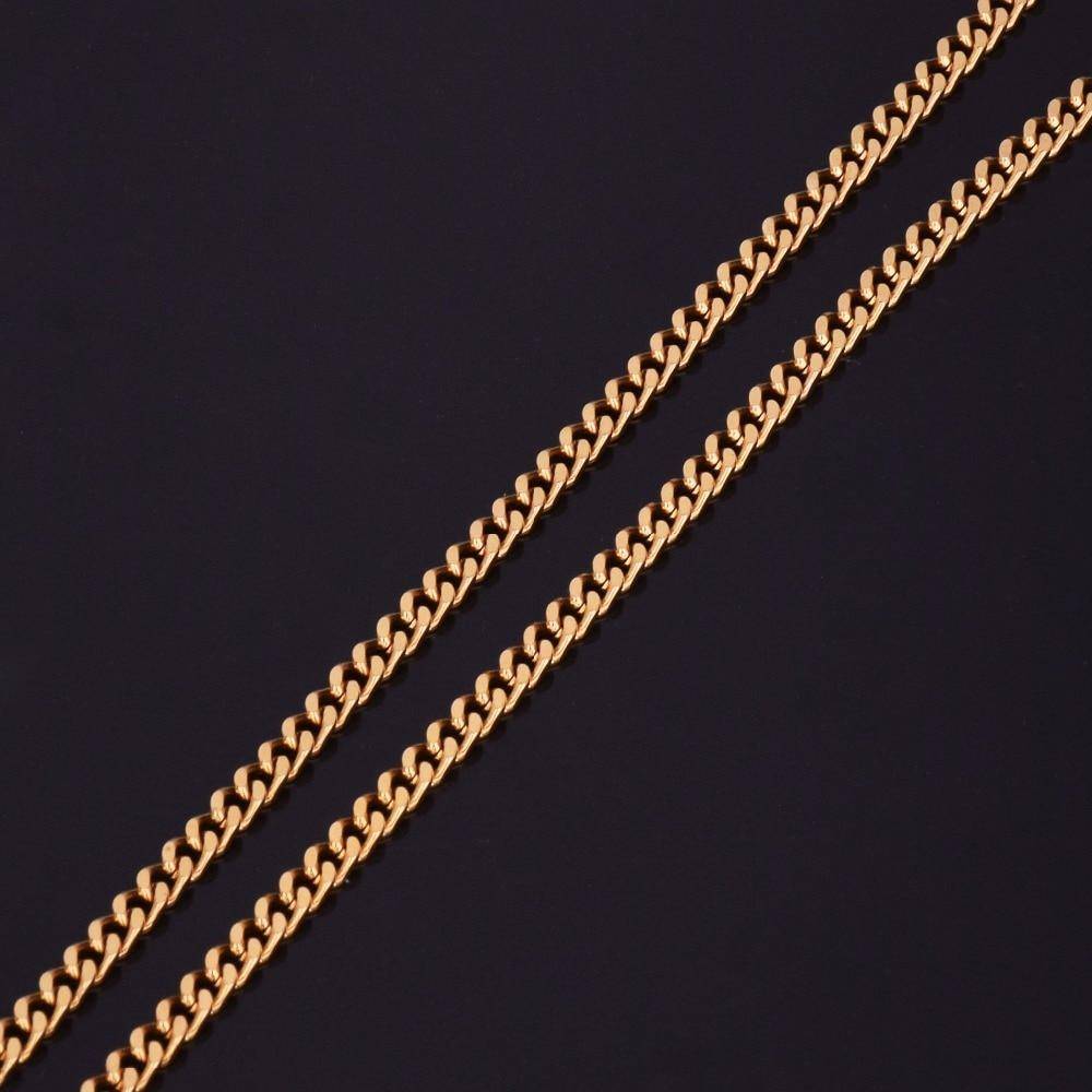 Corrente-Grumet-Cordao-Colar-Cuban-Chain-Fina-Dourada