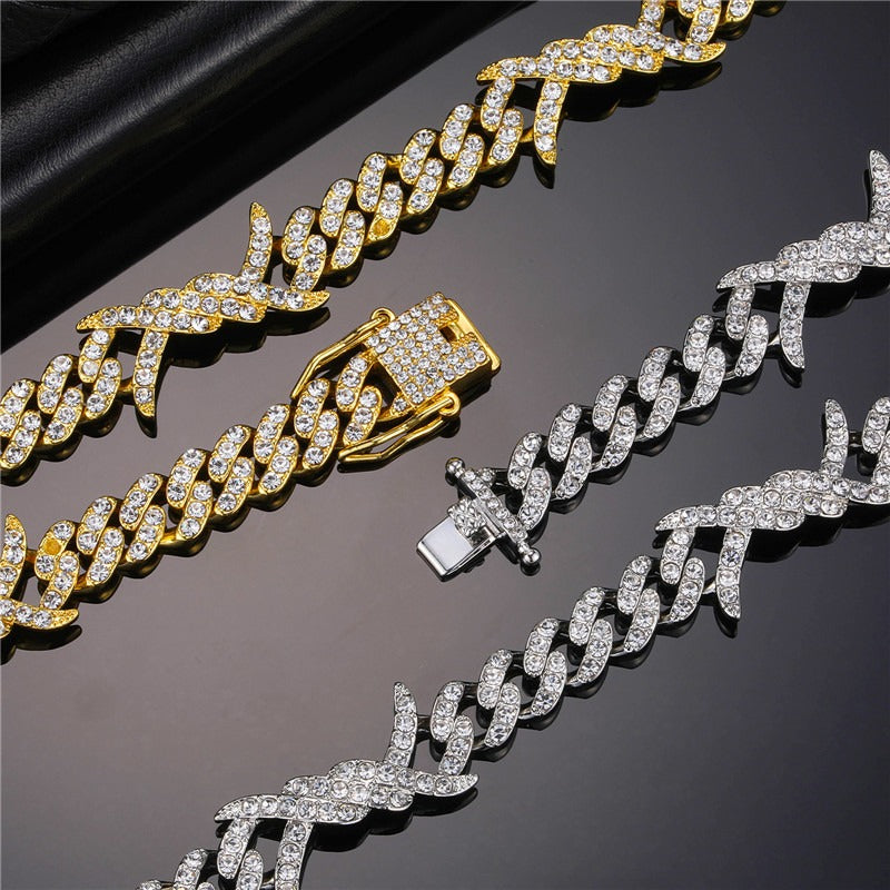 Corrente-cordao-colar-Barbed-Choker-Fina-Ice-Cravejada-arame-farpado-dourado-prata