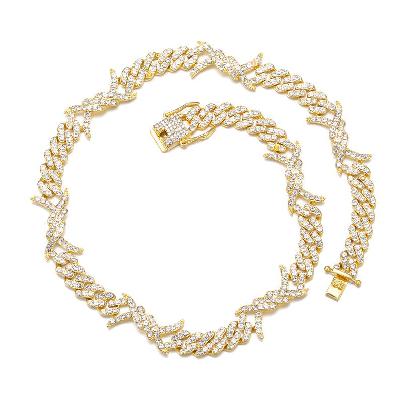 Corrente-cordao-colar-Barbed-Choker-Fina-Ice-Cravejada-arame-farpado-dourado