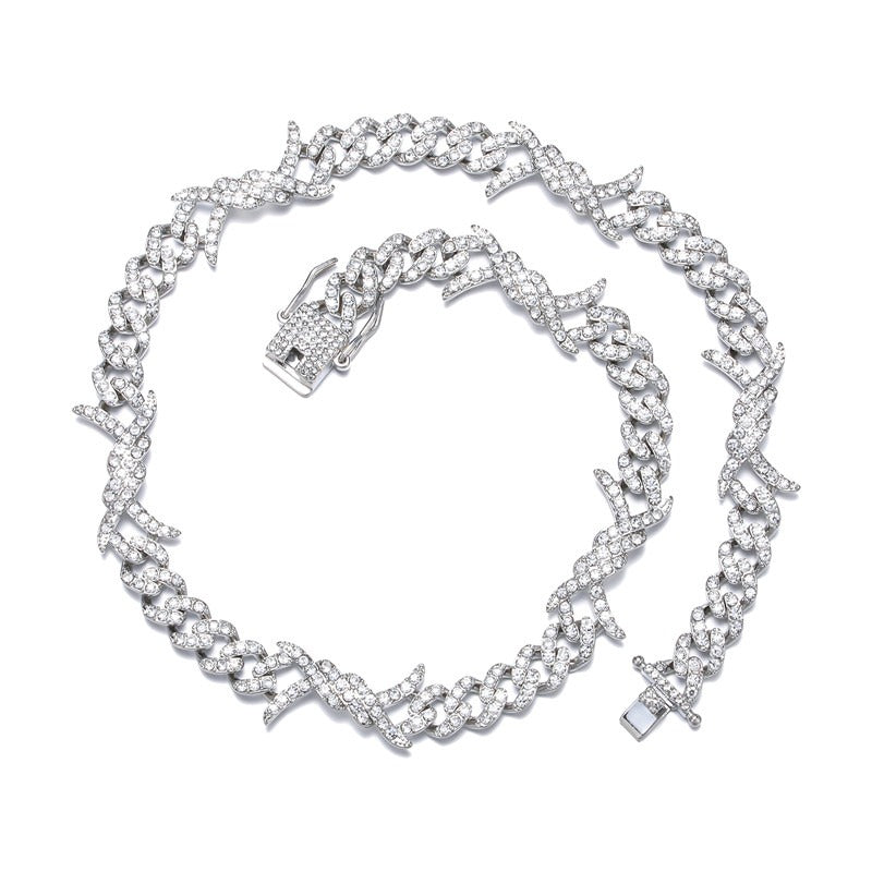 Corrente-cordao-colar-Barbed-Choker-Fina-Ice-Cravejada-arame-farpado-prata