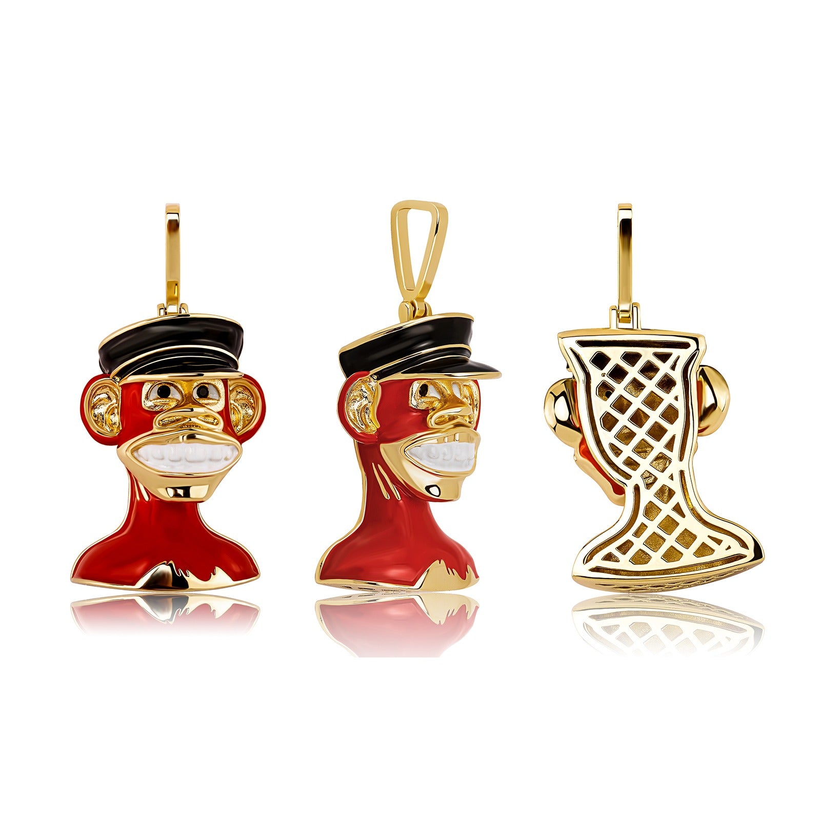 Pingente-BoredApe-Red-Corrente-cordao-colar-macaco-nft-dourado-ouro