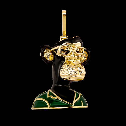 Pingente-BoredApe-black-glasses-Corrente-cordao-colar-macaco-nft-ouro-dourado