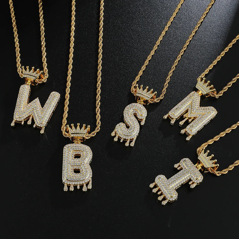 Pingente-Letra-King-Corrente-Cordao-Colar-Dourado