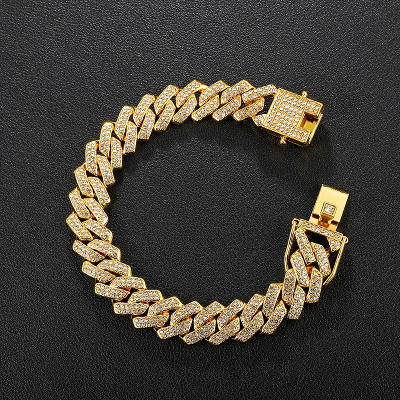 Pulseira Cuban Miami 2.0 (Ice Cravejada) 14mm