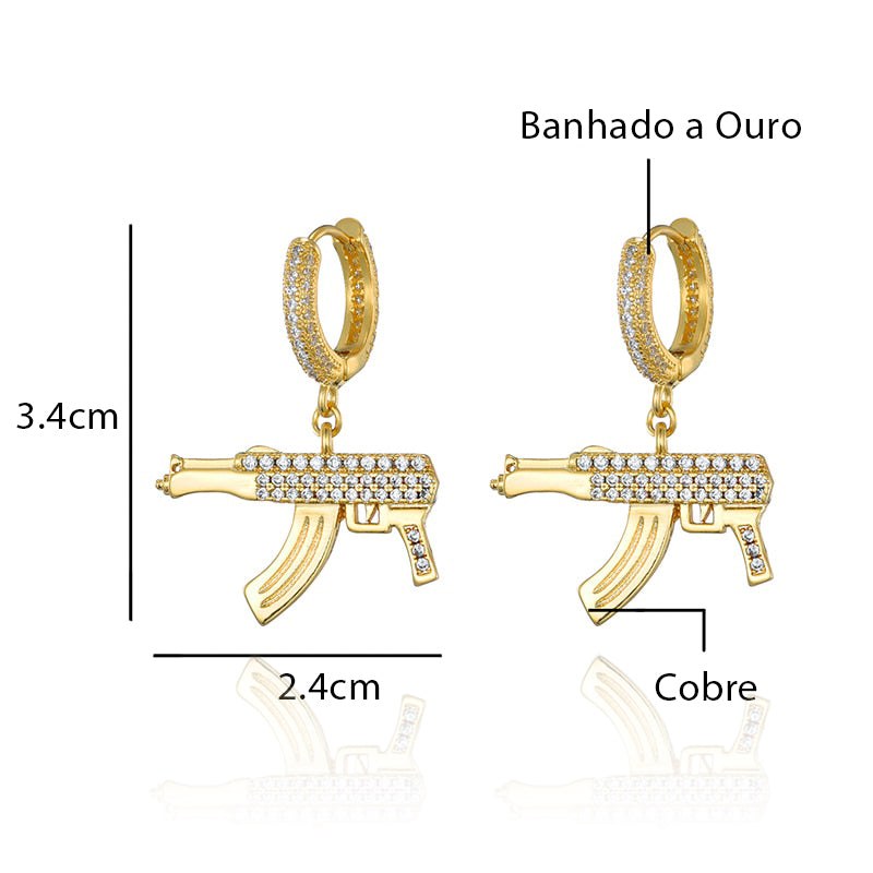 brinco-masculino-ak47-ice-cravejado-ouro