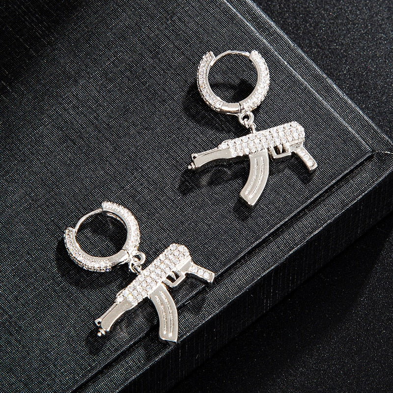 brinco-masculino-ak47-ice-cravejado-prata