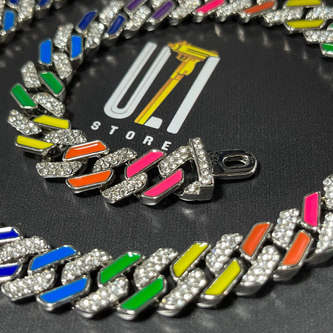 Corrente Cuban Miami Colorful (Ice Cravejada) 12mm