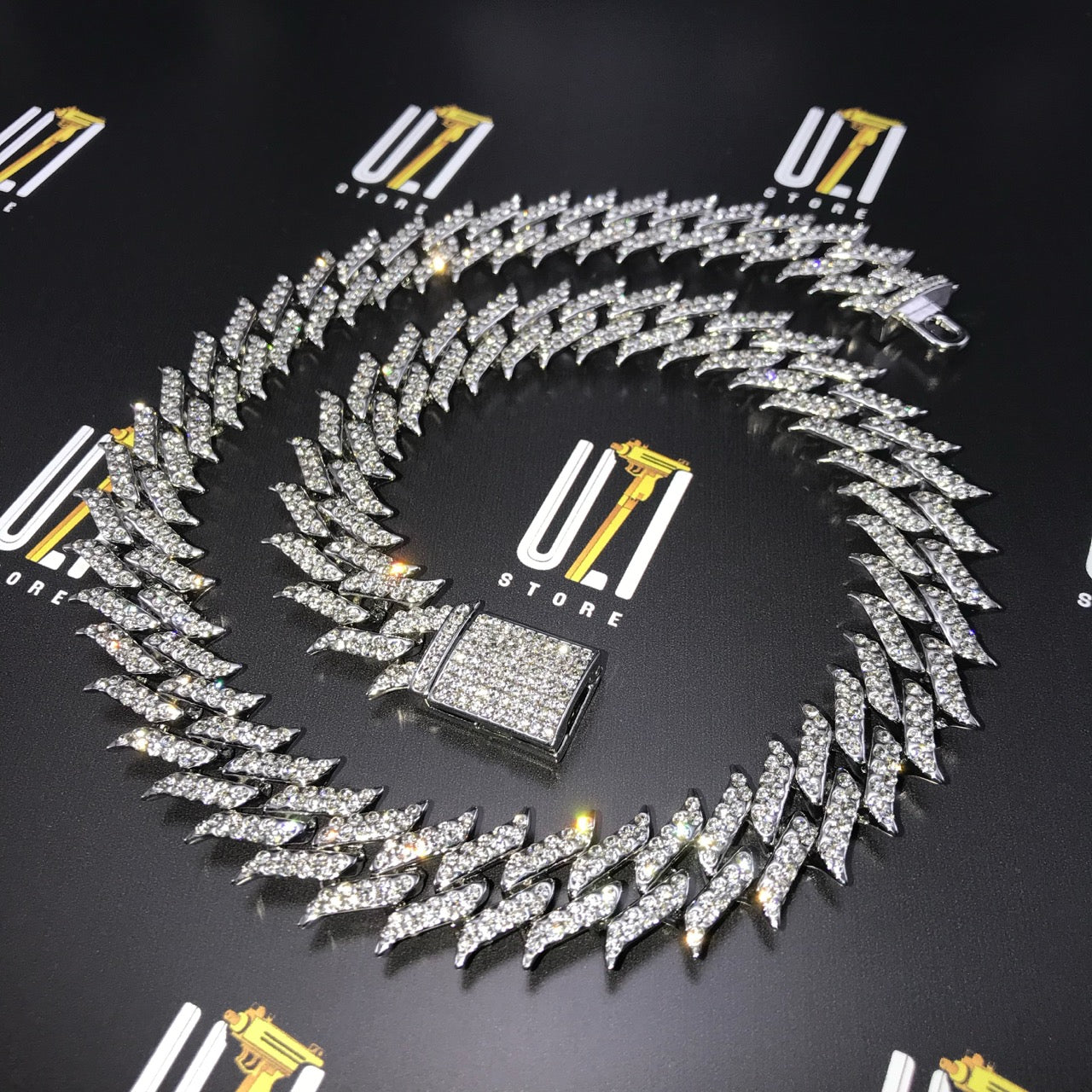 corrente-cordao-colar-cuban-flame-ice-cravejado-pulseira-prata-frete-gratis