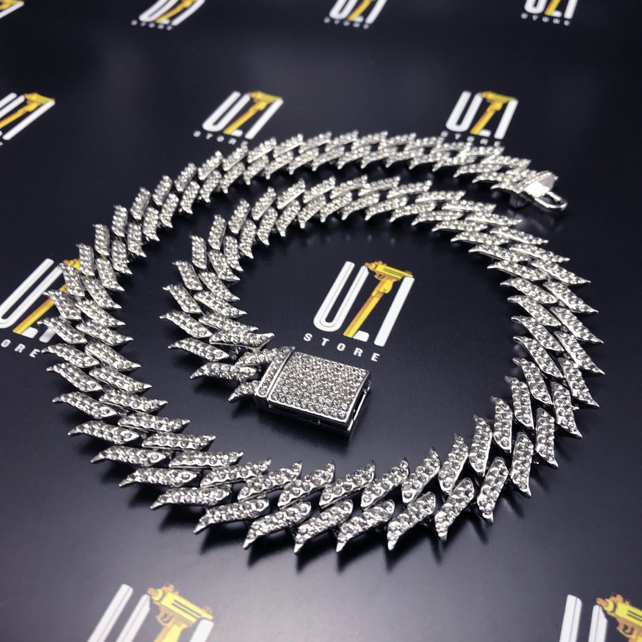 corrente-cordao-colar-cuban-flame-ice-cravejado-pulseira-prata-frete-gratis