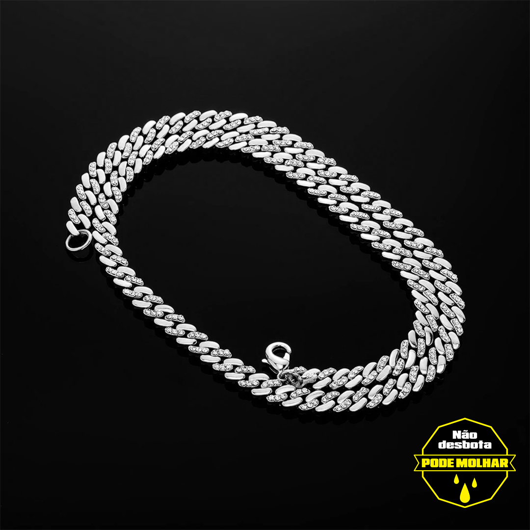 Corrente Cuban Mista à Prova D'água (Ice Cravejada) 8mm