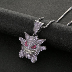 Pingente Gengar Roxo Ice Cravejado (+ Presente: Corrente)