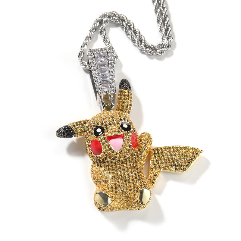 Pingente Pikachu Ice Cravejado (+ Presente: Corrente)