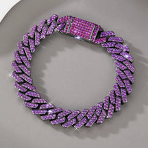 Pulseira Cuban Miami 3.0 Purple (Ice Cravejada) 12mm