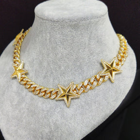    Corrente-cordao-colar-Cuban-Star-Ice-Cravejada-ouro-dourada