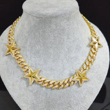 Corrente-cordao-colar-Cuban-Star-Ice-Cravejada-ouro-dourada