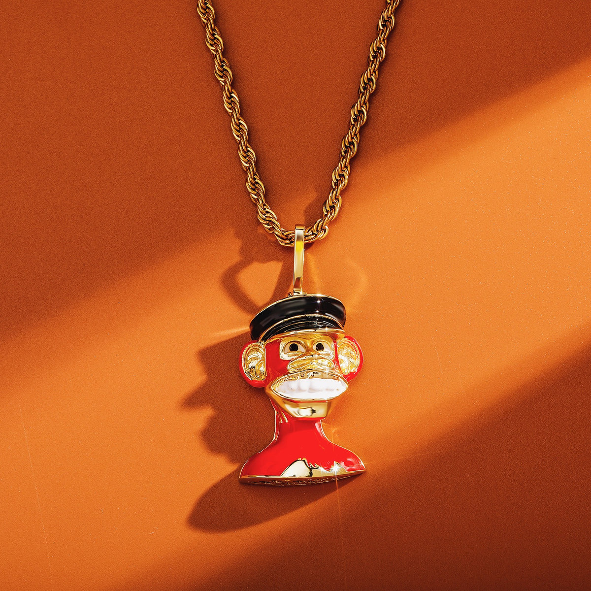 Pingente-BoredApe-Red-Corrente-cordao-colar-macaco-nft-dourado-ouro