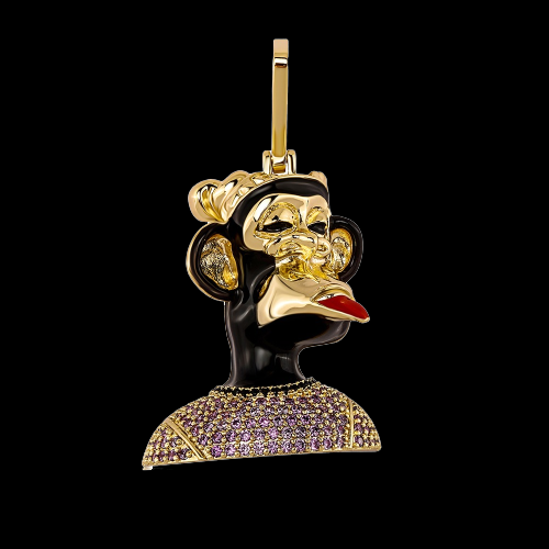 Pingente-Bored_Ape-black-touca-gorro-Corrente-cordao-colar-macaco-nft-ouro-dourado