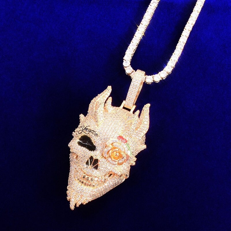 pingente-corrente-cordao-colar-iced-skull-dourado-cravejado