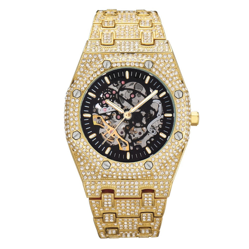 relogio-diamond-ice-cravejado-ouro-dourado